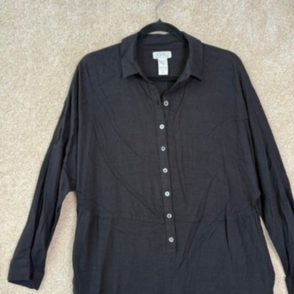 LSPACE Romper Womens Medium Black Button Front Long Sleeve Viscose Beach Coverup - Picture 4 of 9